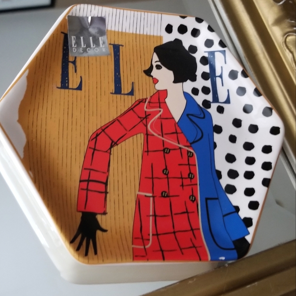 ❗Elle Retro 50s Vouge Style Ceramic Square Jewelry Dish❗